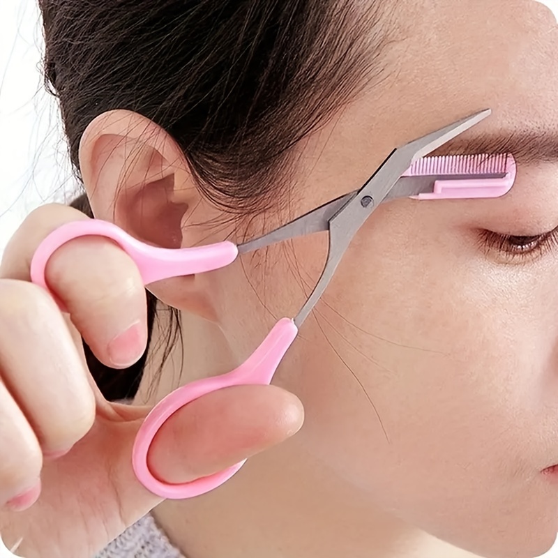 Men'S Grooming Makeup - Tijeras para recortar cejas con peine,