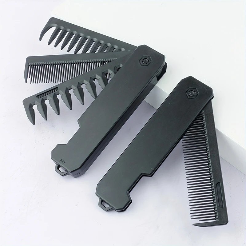 Mens Grooming Kit Bag - Peine de barba plegable 3 en