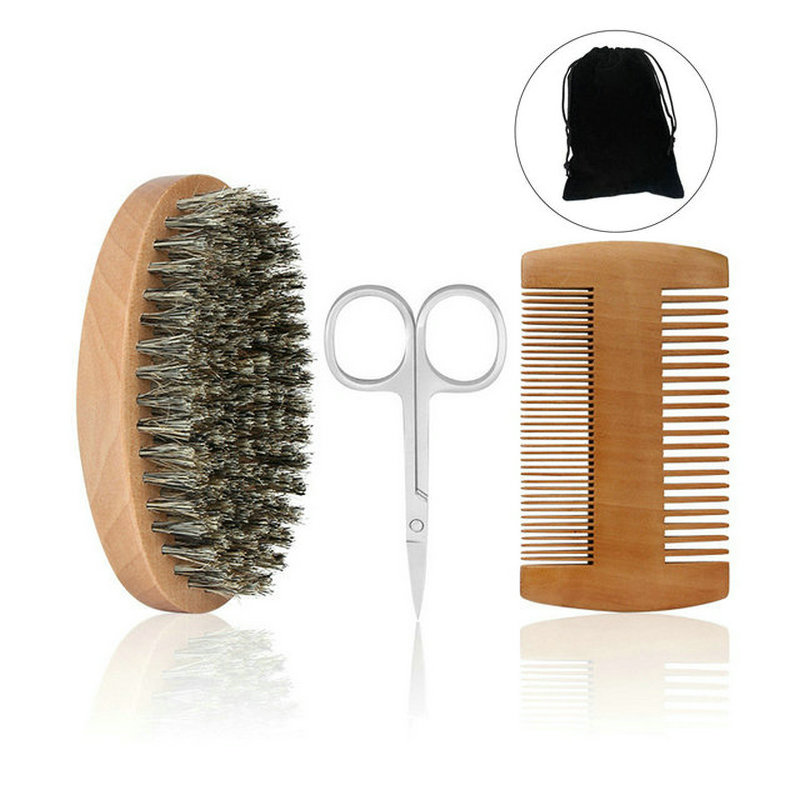 Mens Grooming Kit Bag - Cepillo profesional de cerdas de jabalí