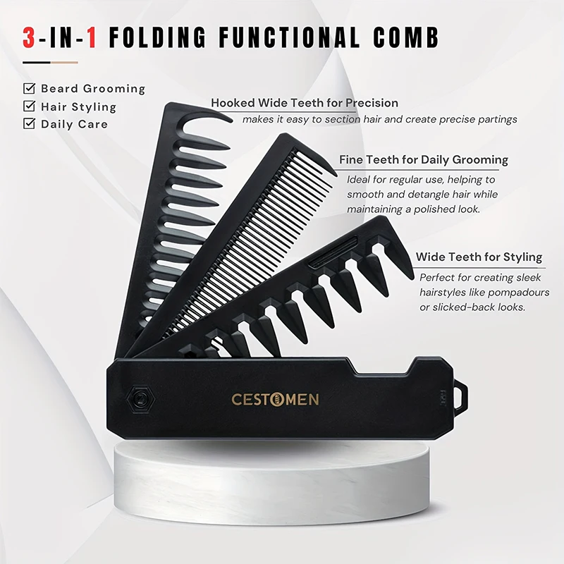 Peine de barba plegable 3 en 1 - Mens Grooming Kit Bag reseña y precio