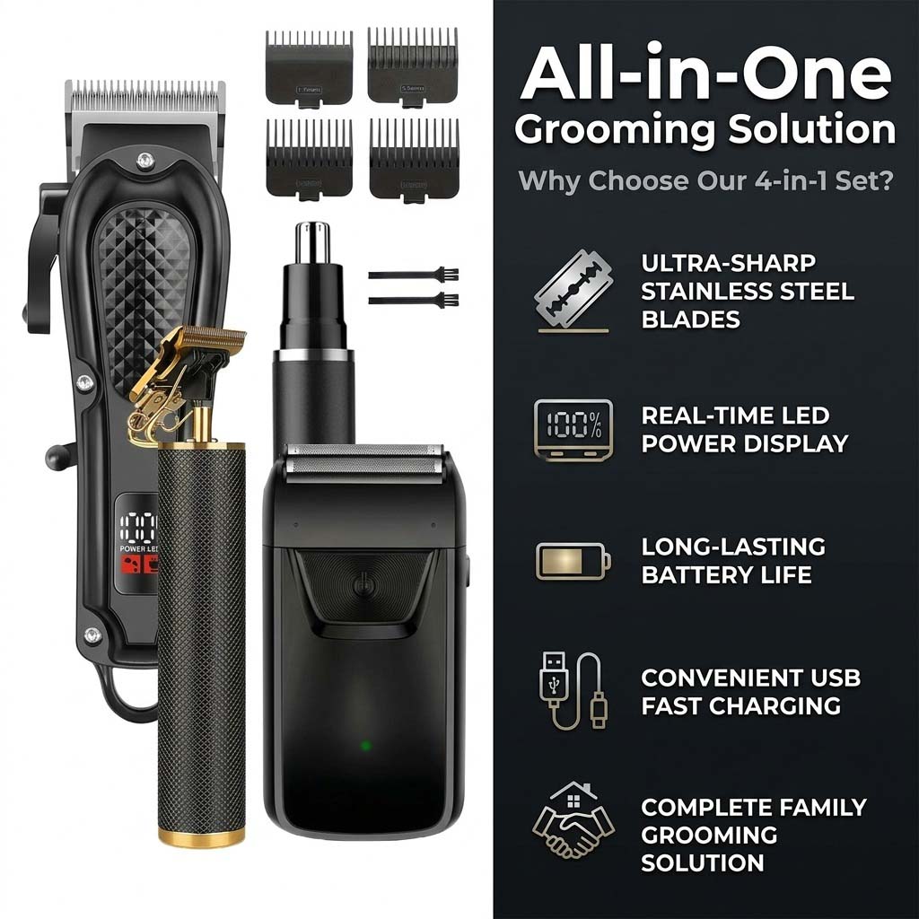Set de Cortadora de Pelo 4 en  - Beard Trimmer Cordless reseña y precio