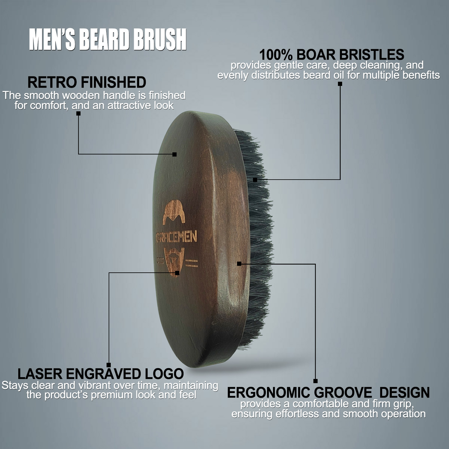 Kit de barba Gracemen: cepillo - Mens Grooming Kit Bag reseña y precio